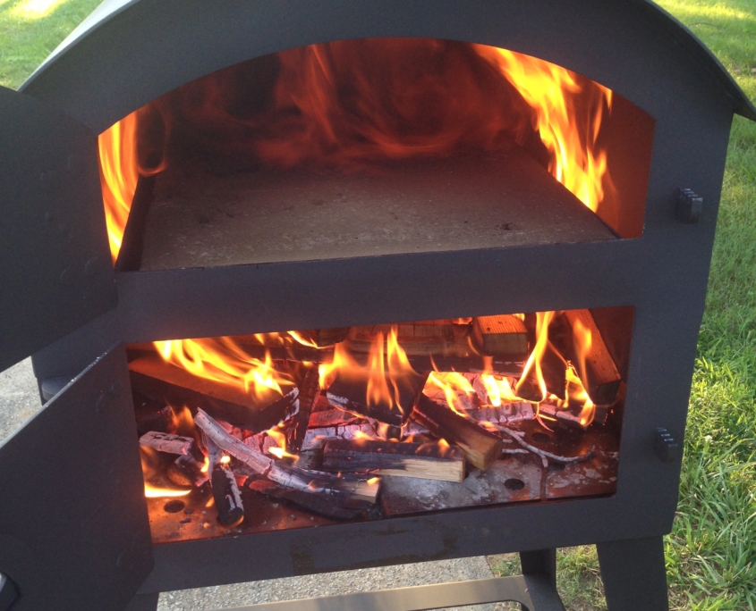 The wood burning outdoor pizza ovens heat quickly to make the perfect pizza